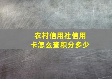 农村信用社信用卡怎么查积分多少