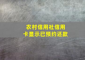 农村信用社信用卡显示已预约还款