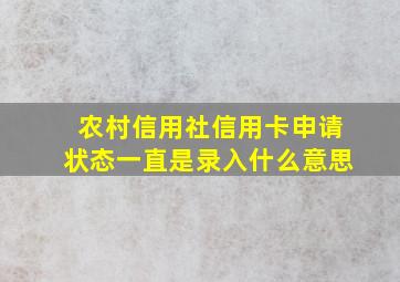 农村信用社信用卡申请状态一直是录入什么意思