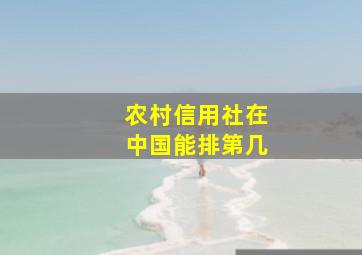 农村信用社在中国能排第几