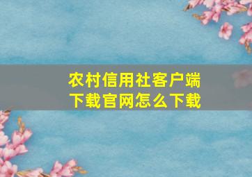 农村信用社客户端下载官网怎么下载