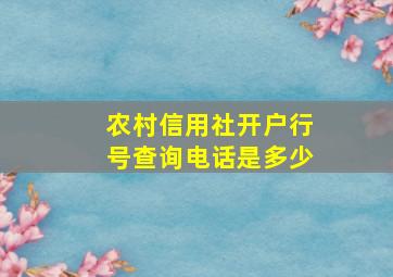 农村信用社开户行号查询电话是多少