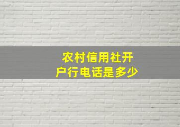 农村信用社开户行电话是多少