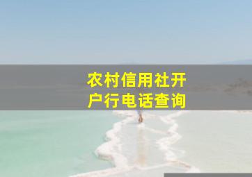 农村信用社开户行电话查询