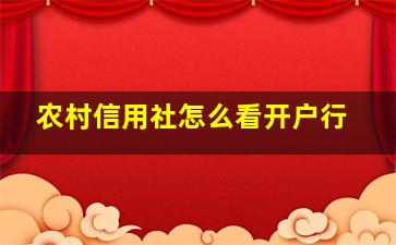 农村信用社怎么看开户行