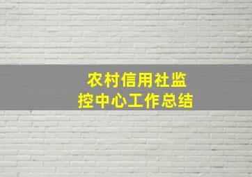 农村信用社监控中心工作总结