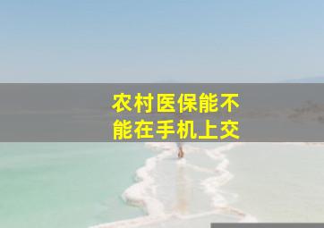 农村医保能不能在手机上交