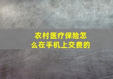 农村医疗保险怎么在手机上交费的