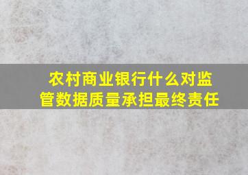 农村商业银行什么对监管数据质量承担最终责任