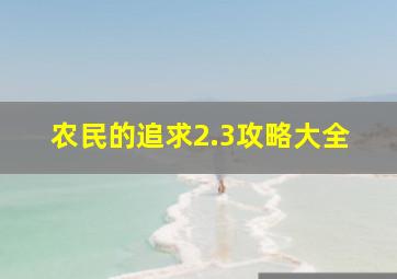 农民的追求2.3攻略大全