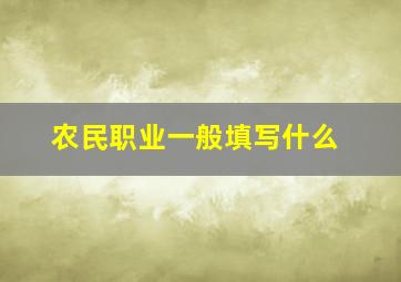 农民职业一般填写什么