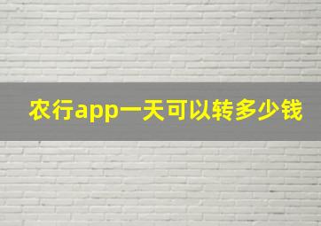 农行app一天可以转多少钱