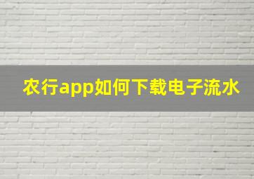 农行app如何下载电子流水