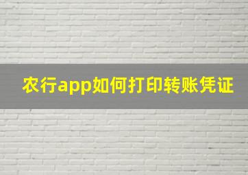 农行app如何打印转账凭证