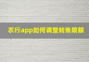 农行app如何调整转账限额