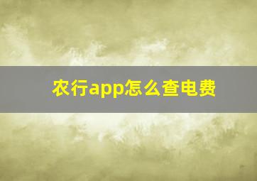 农行app怎么查电费