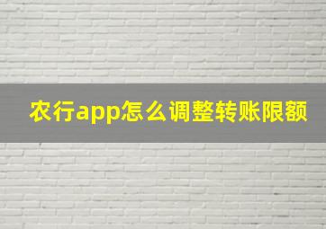 农行app怎么调整转账限额