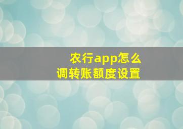 农行app怎么调转账额度设置