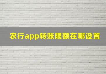 农行app转账限额在哪设置