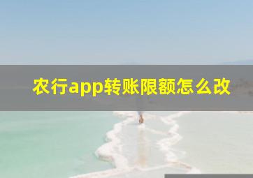 农行app转账限额怎么改