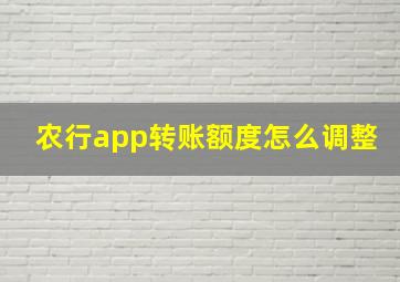 农行app转账额度怎么调整