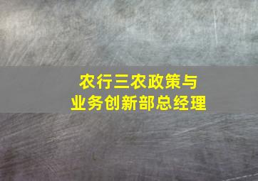 农行三农政策与业务创新部总经理