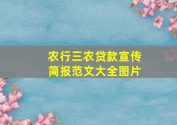 农行三农贷款宣传简报范文大全图片