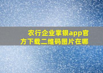 农行企业掌银app官方下载二维码图片在哪