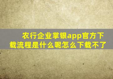 农行企业掌银app官方下载流程是什么呢怎么下载不了