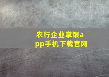 农行企业掌银app手机下载官网