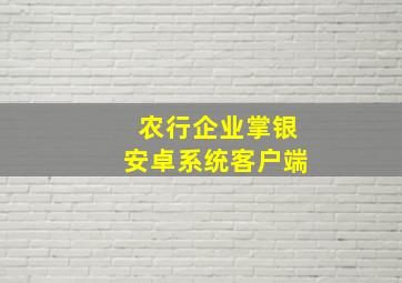 农行企业掌银安卓系统客户端