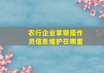 农行企业掌银操作员信息维护在哪里