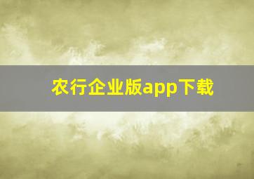 农行企业版app下载