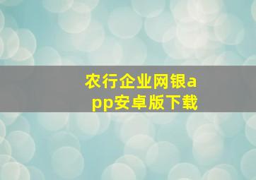 农行企业网银app安卓版下载