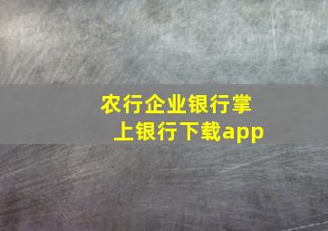 农行企业银行掌上银行下载app