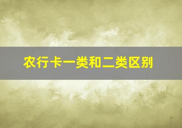 农行卡一类和二类区别