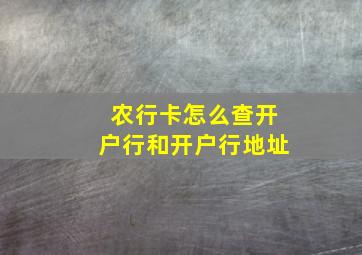 农行卡怎么查开户行和开户行地址