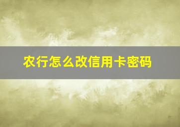 农行怎么改信用卡密码