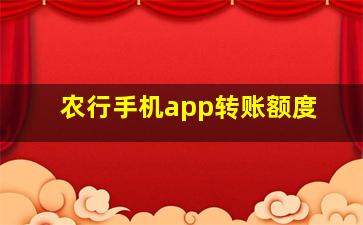 农行手机app转账额度