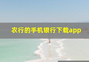 农行的手机银行下载app