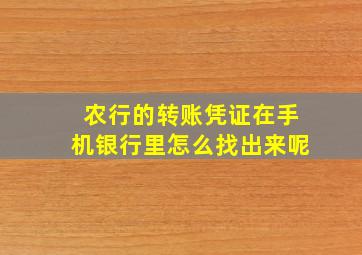 农行的转账凭证在手机银行里怎么找出来呢