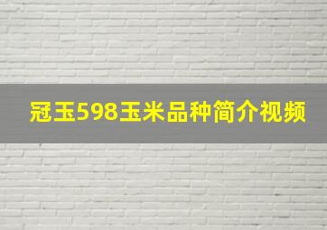 冠玉598玉米品种简介视频