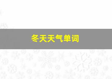 冬天天气单词