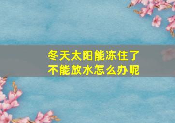 冬天太阳能冻住了不能放水怎么办呢