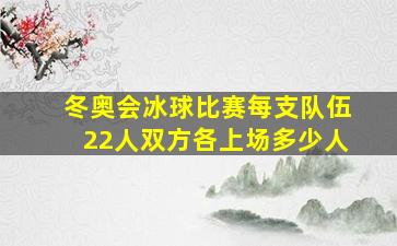 冬奥会冰球比赛每支队伍22人双方各上场多少人