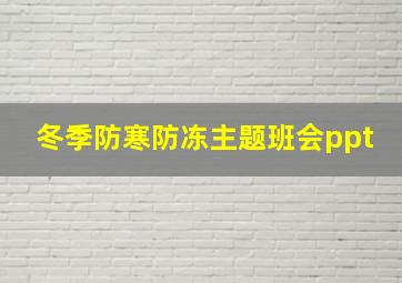 冬季防寒防冻主题班会ppt