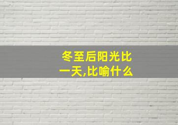 冬至后阳光比一天,比喻什么