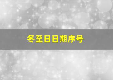 冬至日日期序号