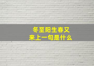 冬至阳生春又来上一句是什么