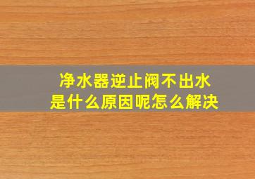 净水器逆止阀不出水是什么原因呢怎么解决